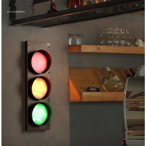 Loft Style Creative Traffic Lights LED Wall Lamp Vintage Wall Light Fixtures For Dining Room Metal Wall Sconce Indoor Lighting