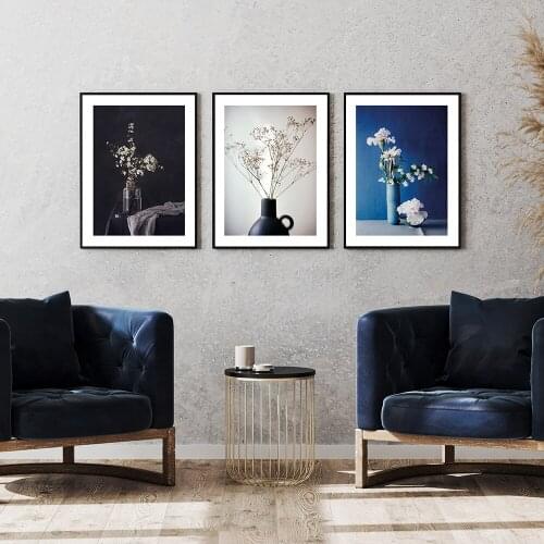 Flower Poster Photography Canvas Painting Gypsophila Art Print Modern Wall Picture for Bedroom Decoration Home Decor Metal Frame