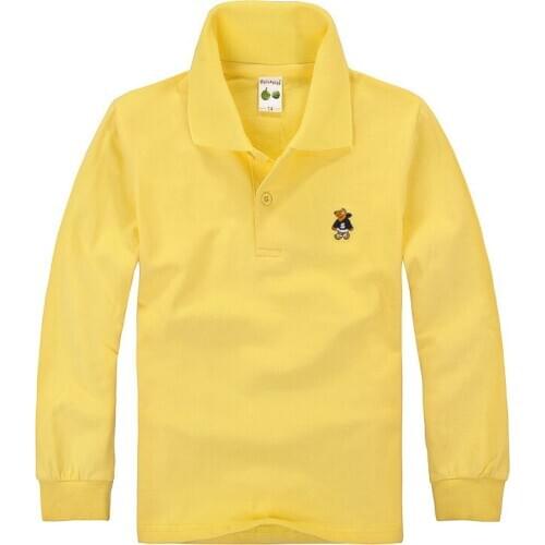 Childrens Long-sleeved T-shirts Boys Cotton Casual Solid Color Childrens Shirts Childrens Wear