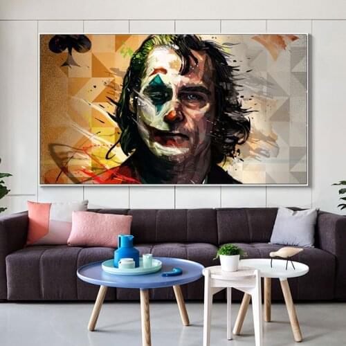 Movie Joker Portrait Canvas Poster and Print Comics Oil Painting on Canvas Wall Hanging Pictures for Home Living Room Cuadros
