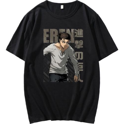 Japanese Anime Attacks on Titan Eren Yeager T-shirt men Casual Short Sleeves Printed mens T-Shirt Summer cotton T-shirtsT men