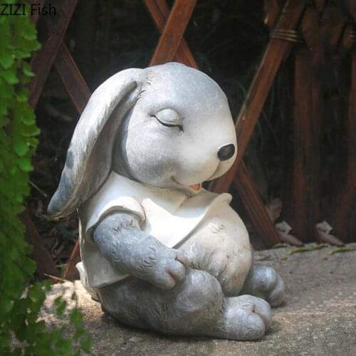 European-style Courtyard Simulation Rabbit Sculpture Resin Crafts Pastoral Outdoor Decoration Art Cute Animal Garden Furnishings