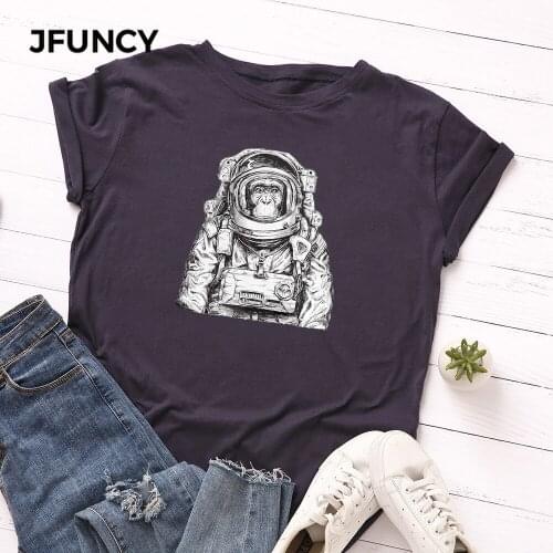 JFUNCY Plus Size Summer T-shirts Men Women 100% Cotton T Shirt Printed Woman Tshirt Short Sleeve Loose Tops Female Tee Shirt