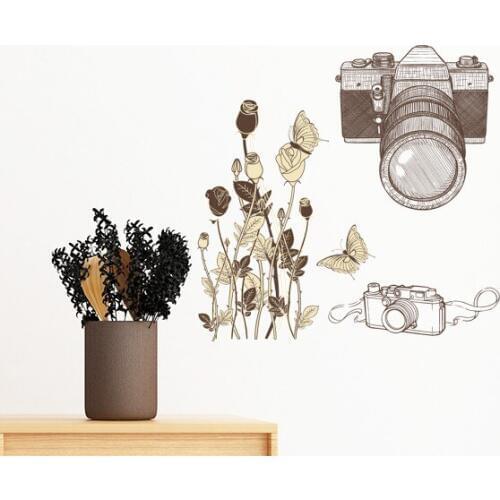 Camera Rose Butterfly Nice Style Removable Wall Sticker Art Decals Mural DIY Wallpaper for Room Decal