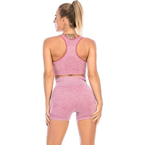 Yoga Set Women Sports Bra Seamless High Waist Shorts Gym Wear Running Clothes Tracksuit Sportswear Fitness Sexy 2 Piece Suit