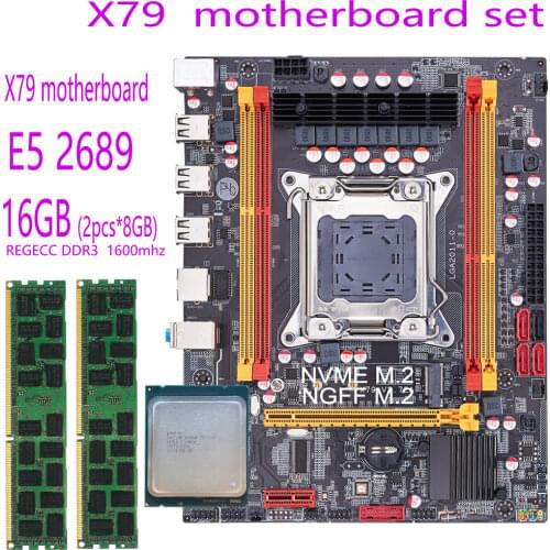 QIYIDA X79 motherboard set x79 combo with Xeon LGA2011 E5 2689 2pcs x 8GB=16GB 1600MHz 12800R DDR3 ECC REG memory