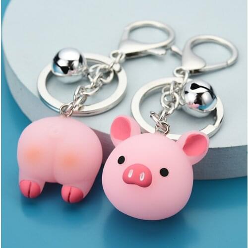 Korea Lovely Pink Pig Charms Keychain Lovers Car Pendant Cute Piggy Jewelry Kid Small Gift 1 Pair Couple Keyring Bag Accessories