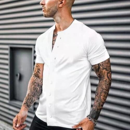 Summer Muscle Short-sleeve Men Shirt Fitness Running Training Slim High Elastic Quick-drying Knitting Shirt For Men Sports Tops