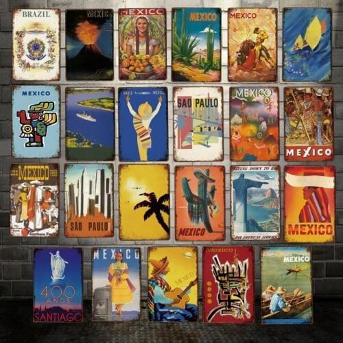 [ Mike86 ] Mexico Brazil Sao Paulo Metal Painting Sicilia city salerno Poster Art 20*30 CM LT-1938