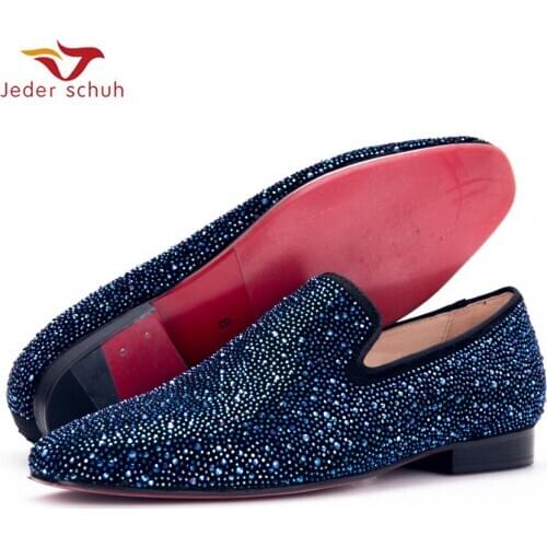 Jeder Schuh Men Leather Shoes With Night Sky Color Hinestones Prom And Banquet Men Casual Loafers Luxurious Smoking Slippers