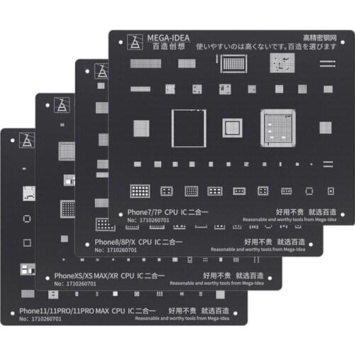 Black Steel BGA Reballing Stencil Kit for iPhone 11 11Pro XS XS MAX XR X 8P 8 7P 7 6S 6 CPU IC Chip Tin Planting Soldering Net