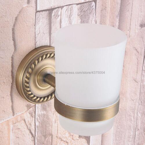 Wall Mounted Cup & Holders Antique Brass Cups Toothbrush Holder Bath Hardware Sets Single Cup Holder Nba263