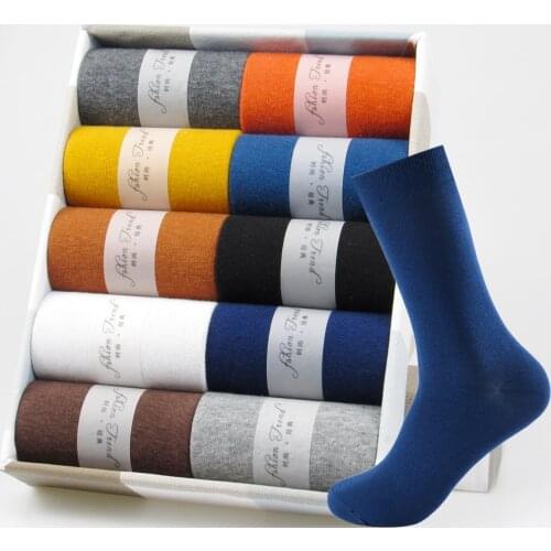 5 Pairs Business Dress Socks Mens Breathable Winter Warm Cotton Socks Long Male High Quality Happy Colorful Socks For Man Gift