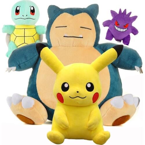 Original Pokemon Pikachu Plush Cartoon Action Gengar Squirtle Snorlax Animal Soft Toys Kawaii Anime Figures Jigglypuff Lapra