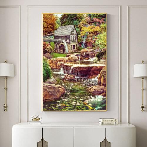 Landscape Rural Woods Beach Flowers DIY Embroidery Cross Stitch 11CT Kits Needlework Craft Set Printed Canvas Cotton Sell