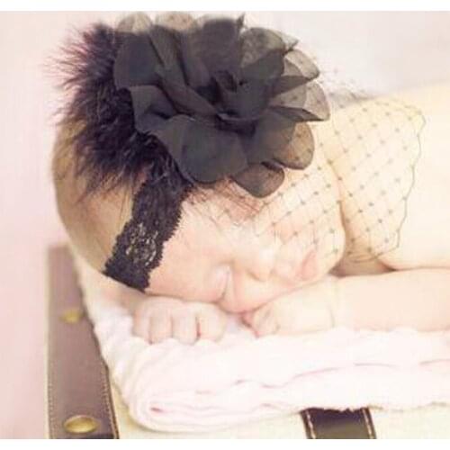 New Newborn Todder Girls Beautiful Cute Peacock Feather Net Headband Hairband Baby Kids Flower Infant Headbands Head Accessories