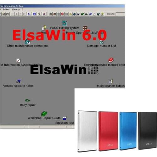 ELSAWIN 6.0 Newest for A-udi for V-W Auto Repair Software ELSA WIN V6.0 send 80GB HDD or Download link car repair software