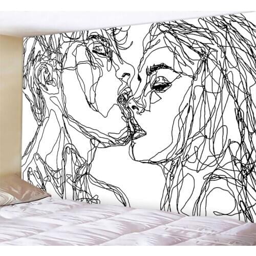 Psychedelic scene home decor tapestry hippie kiss bohemian wall decor bedroom bed sheet yoga mat sofa blanket