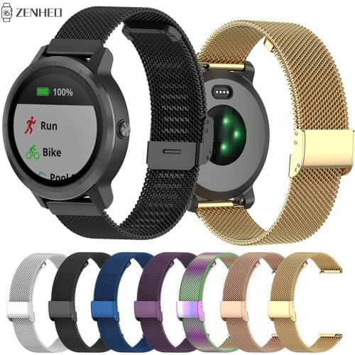 20mm Milanese Strap For Samsung Gear S2 Classic/Galaxy Watch Active 2 40mm 44mm Smart Watch Band For Garmin Forerunner 245 245M