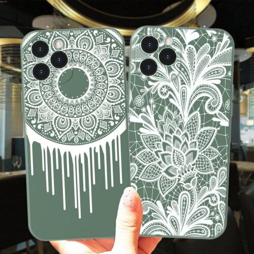 Sexy Floral Phone Case For iPhone 11 12 Pro Max 8 7 Plus X XS XR SE2 12Mini 12Pro Mandala Lace Flower Cute Soft Silicone Cover