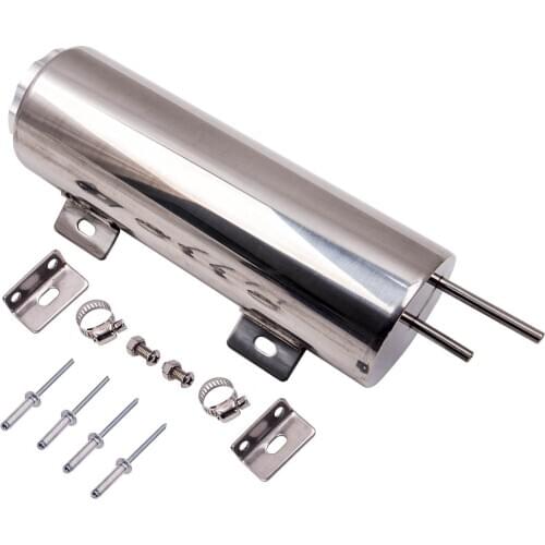 Top 3" X 9" 32 OZ Radiator Coolant Over Flow Puke Tank Catch Can Stainless Steel