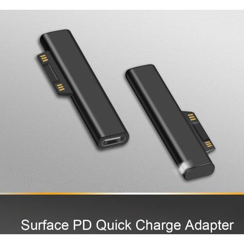 USB C PD Fast Charging Plug Converter for Microsoft Surface Pro 3 4 5 6 Go USB Type C Female Adapter Connector for Surface Book