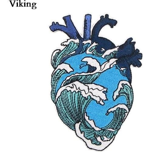 Wave Heart Embroidered Patches Iron On Sewing Patch Stripe Diy Appliques Original Jacket Skirt Badge Cool Backpack Patch G0752