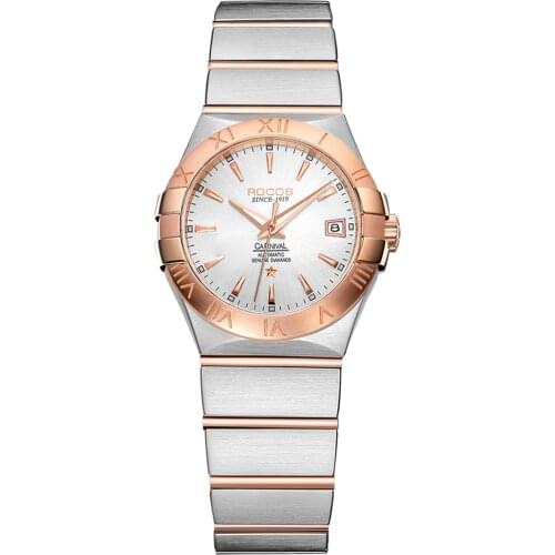 Women wrist watch,womens luxury watches ROCOS ladies dress waterproof automatic mechanical wristwatch lady reloj mujer luminous