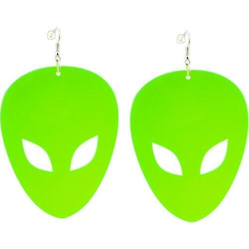 Hip Hop Alien Face Earrings for Women Fluorescent Green Acrylic Big Drop Earings Femme 2020 Fashion Party Earring Jewelry Gifts