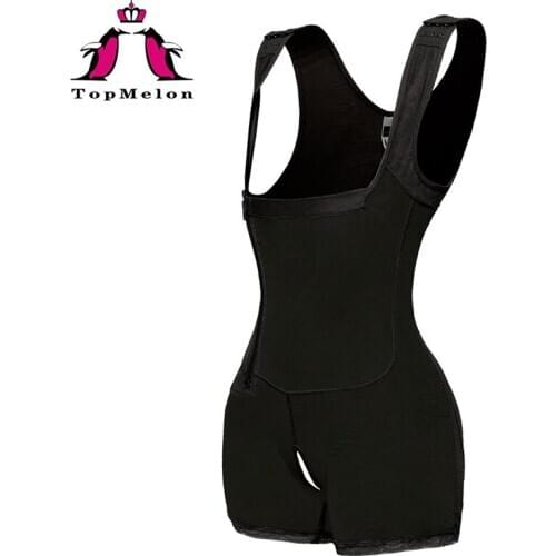 Women Underbust Full Body Shapewear Zipper Waist Trainer Bodysuit Tummy Control Shaper Butt Lifter Corset Shaping 6XL Size Black