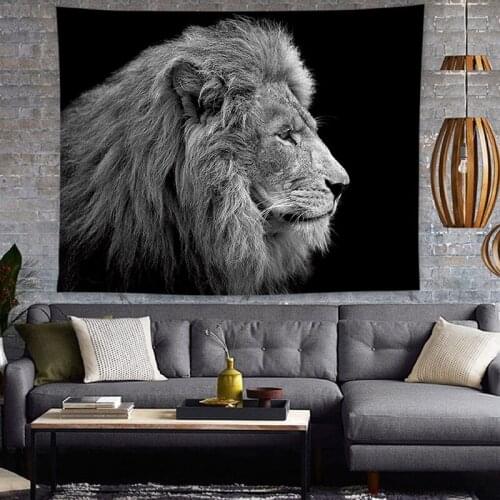 Animal Art Wall Hanging Tapestry Black White Lion Tiger Leopard Panda Cat Wall Carpets Dorm Bedroom Home Decoration