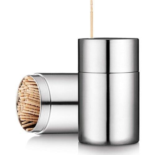2019 New 1pc Stainless Steel Toothpick Boxes Household Table Toothpick Storage Holder Toothpick Dispenser Cotton Swab Containers