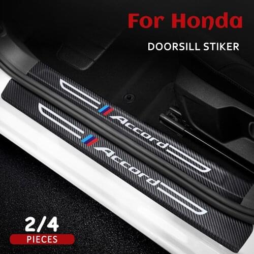 2PCS Car Styling Door Carbon leather Fiber Sill Plate For Honda Accord 2019 2020 2021 2022 Car Sticker Car Exterior Accessories