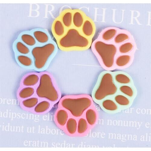 20pcs Mix Resin Slime Beads Animal Crafts Colorful Cat Foot Print Flatbacks Jewelry Accessories DIY Scrapbooking Cute Ornament