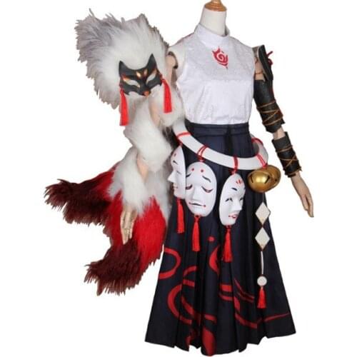 2019 Game Onmyoji SSR Tamamo no Mae After awakening costume with tails Halloween cosplay costume A