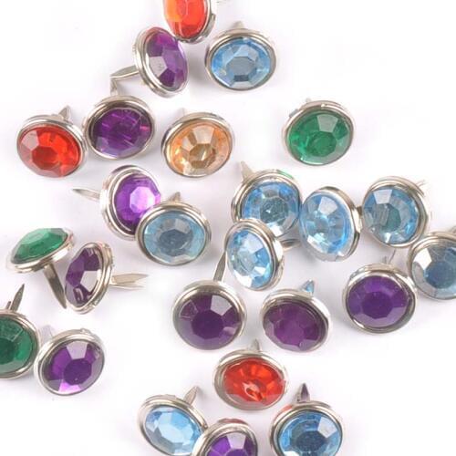 Mixed Rhinestone Round Fastener Brads Scrapbook Embellishments Supplies Metal Crafts For DIY Shoes Decoration 30pcs 15mm c2159