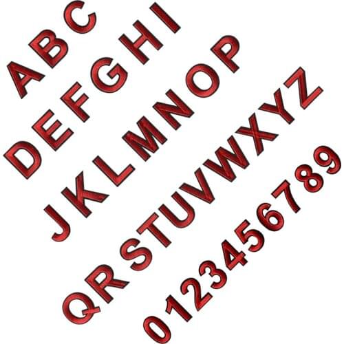 45MM high 1PC A-Z 0-9 Red Arial English Alphabet Letters Mixed Embroidered Iron On Patches Sew on badge For Clothes Bag Pant