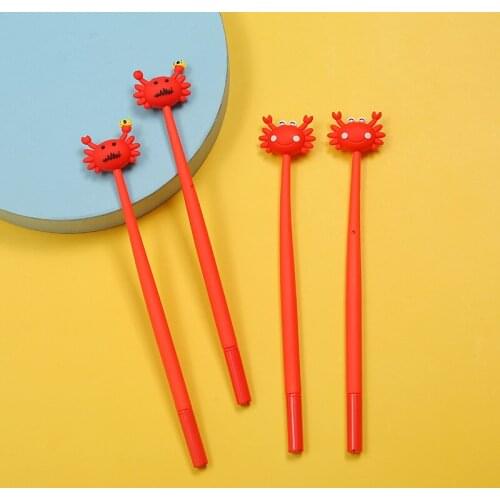 48PCS Cute Crab Silicone Gel Pens Cartoon Cute Pet Crabs Swing Quick Dry Water Pen Cute Stationary Supplies Stationery