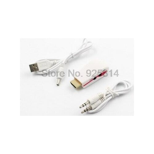 By dhl or ems 50pcs 1080P Video HDMI to VGA converter adapter with audio cable+USB Cable & HDMI input to VGA output