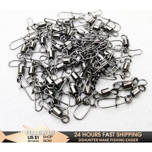 50PCS 2/0-12# Stainless Steel Fishing Connector Pin Bearing Rolling Swivel Snap Pins Fishing Tackle Accessories