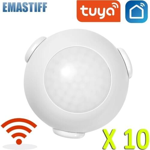 10pcs Tuya WiFi PIR Motion Sensor Wireless Infrared Detector Security Burglar Alarm Sensor Smart life APP Control Compatible