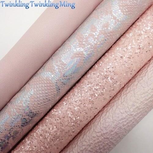 Glitter Fabric, Iridescent Synthetic Leather, Flowers Faux Fabric Sheets For Bow A4 21x29CM Twinkling Ming XM008B