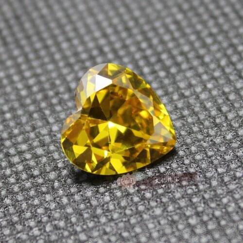 Heart shape Golden Cubic Zirconia yellow stone CZ faceted created gemstone beads for jewelry making DIY brilliant loose diamonds