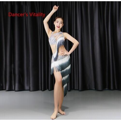 Belly Dance Bra+Split Skirt Profession Performance Clothing Female High End Sexy Tassel Suits Practice Clothes Spring And Summer