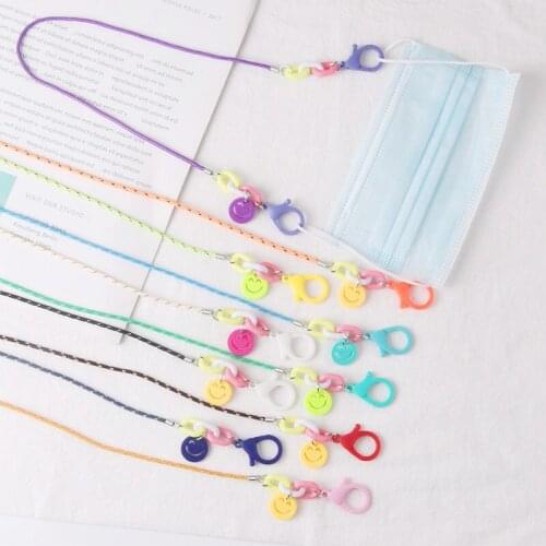Korea Rainbow Smiling Face Pendant Mask Chain for Women Neck Chain Accessories Necklaces Strap Holder for Women Kids Safety M01
