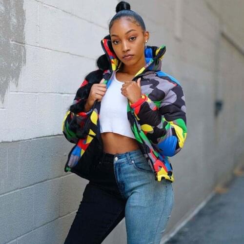 Fad Autumn Womens Down Jacket Camouflage Winter Jacket Women Coats Zipper Plus Size Thick Warm Parka Women