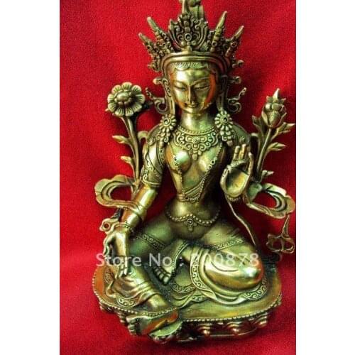TBC804 Tibet Brass Buddha Status Handicrafts,9 inches,Green Tara,resale and wholesale,Free shipping