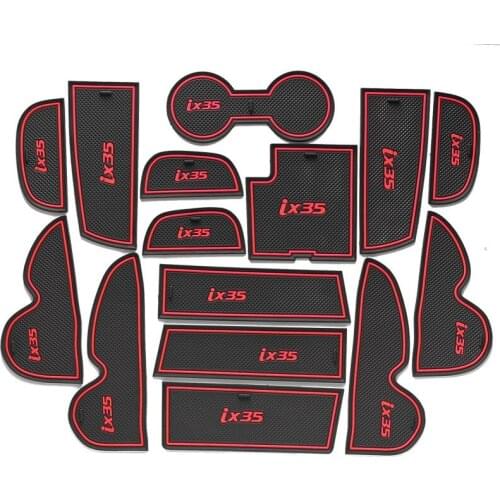 Gate Slot Pad mats door slot cushion cup dash Mat Interior Accessories 15pcs/set for Hyundai IX35 2010 11 12 13 14 15