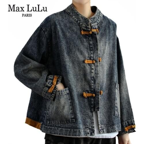 Max LuLu Korean Spring Designer Clothing Female Vintage Denim Jackets Women Bleached Loose Coat Ladies Punk Oversized Streetwear