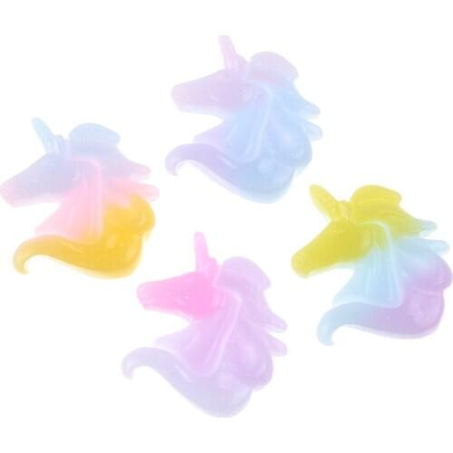 20Pcs Gradient Resin Unicorn Decoration Crafts Flatback Cabochon Embellishments For Scrapbooking Kawaii Accessories